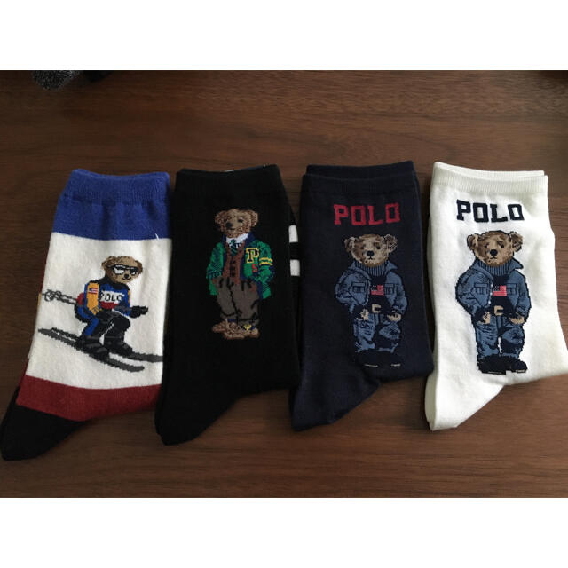 POLO RALPH LAUREN(ポロラルフローレン)の新品タグ付き ラルフローレン靴下4足22〜24㎝ ベア　スキークマ レディースのレッグウェア(ソックス)の商品写真