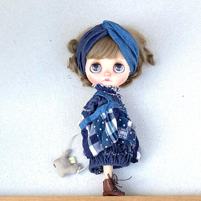 sankichiブライス　アウトフィット「パッチワーク エプロン」blythe ハンドメイドのぬいぐるみ/人形(人形)の商品写真