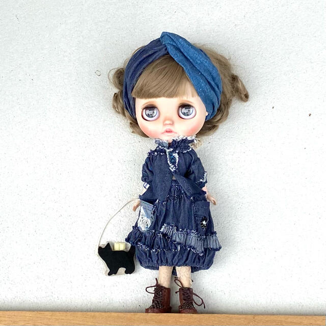 sankichiブライス　アウトフィット「パッチワーク エプロン」blythe ハンドメイドのぬいぐるみ/人形(人形)の商品写真