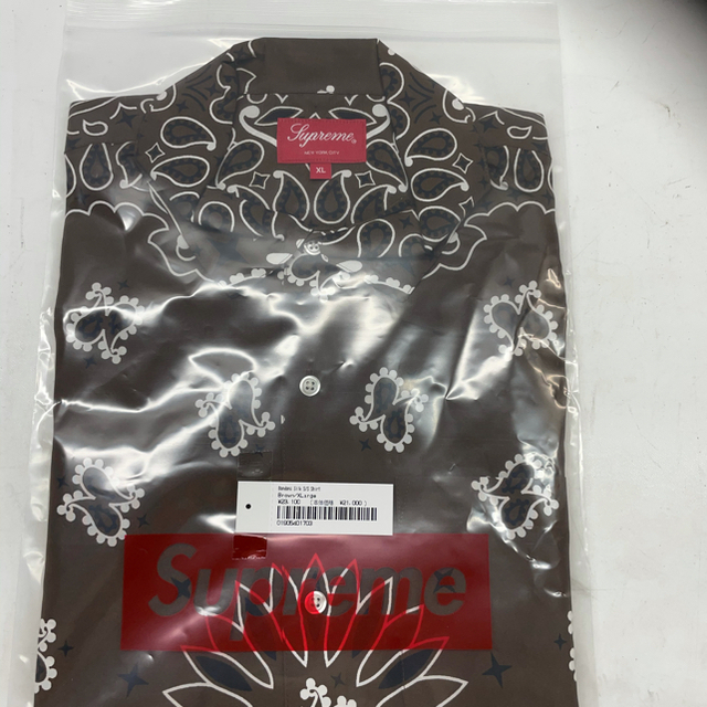 Supreme Bandana Silk S/S Shirt Brown XL 1