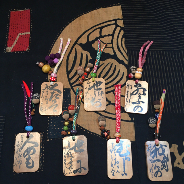 百人一首木札おかめとひょこっ5個セットです♪