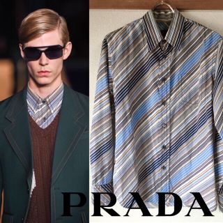 プラダ(PRADA)の期間限定 名作 15SS PRADA シャツ ストライプ ステッチ イタリア製(シャツ)