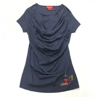 ヴィヴィアンウエストウッド(Vivienne Westwood)のヴィヴィアンウエストウッド レッドレーベル ORB 刺繍 ドレープ Tシャツ S(Tシャツ(半袖/袖なし))