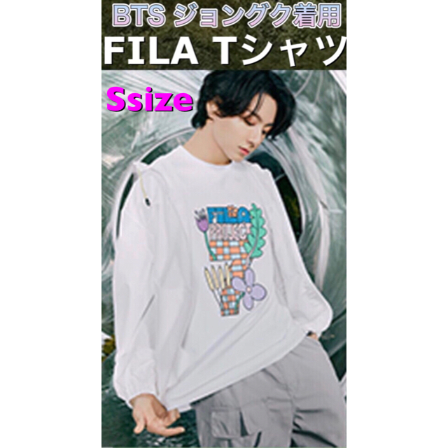 BTS ジョングク着用 FILA プロジェクト7 Tシャツ 白 メンズS（90） - T