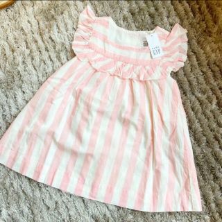 ベビーギャップ(babyGAP)の※値下げ!新品♡babygap ワンピース　80 ピンク　ボーダー　フリル　半袖(ワンピース)