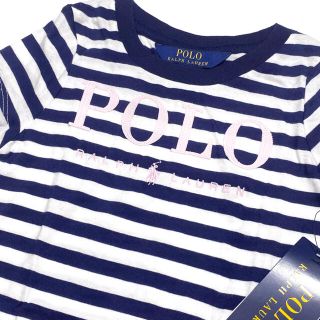 ポロラルフローレン(POLO RALPH LAUREN)の新品 ラルフローレン 3T/100 ネイビー ストライプコットンTシャツ(Tシャツ/カットソー)