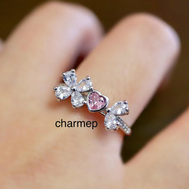 【PR026】ハートとお花のガーリーなシルバーリング レディースのアクセサリー(リング(指輪))の商品写真