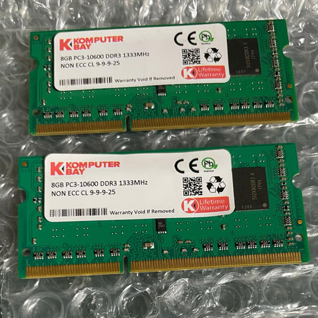 メモリ8GBx2 PC-3-10600 DDR3 1333MHz