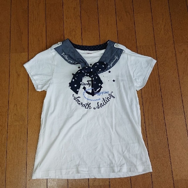 mezzo piano junior(メゾピアノジュニア)のmezzo pianoジュニア マリン風Tシャツ 150 M キッズ/ベビー/マタニティのキッズ服女の子用(90cm~)(Tシャツ/カットソー)の商品写真