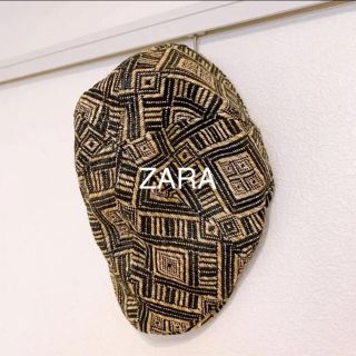 ザラ(ZARA)のZARA man ハンチング帽　夏用　麦わら帽子　幾何学模様(ハンチング/ベレー帽)