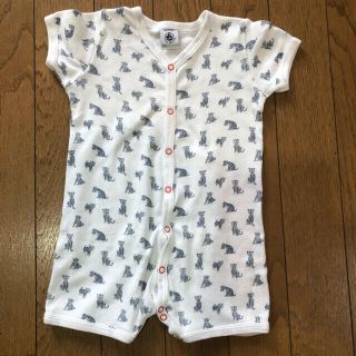 プチバトー(PETIT BATEAU)のPETITBATEAU 半袖ショートロンパース(ロンパース)