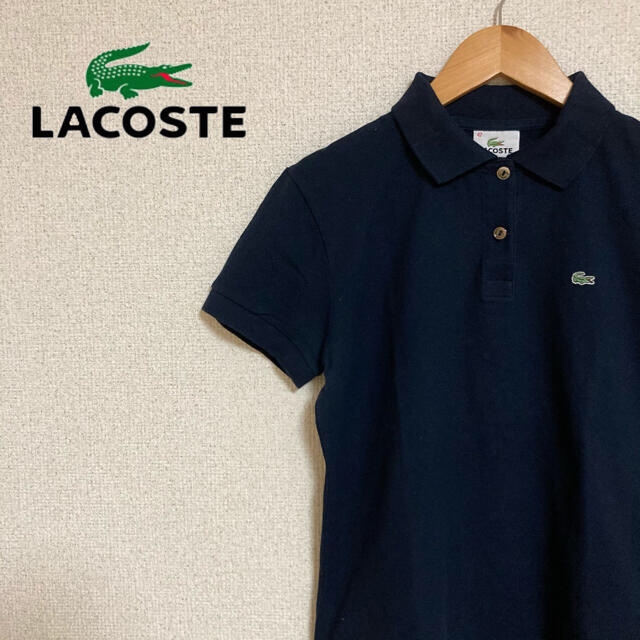 LACOSTE(ラコステ)の【美品】LACOSTE ラコステ　ポロシャツ　レディース　紺　ネイビー　42 レディースのトップス(ポロシャツ)の商品写真