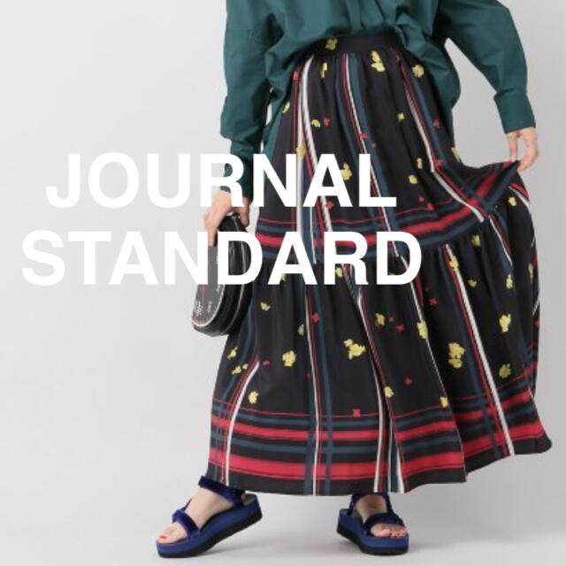 JOURNAL STANDARD(ジャーナルスタンダード)のJOURNAL STANDARD チェックフラワーティアードスカート 日本製 レディースのスカート(ロングスカート)の商品写真