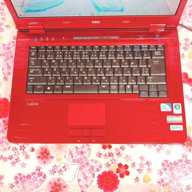 大人気新品  ノートパソコン本体♪ルビーレッド♪マウス付♪初心者も安心♪Windows10