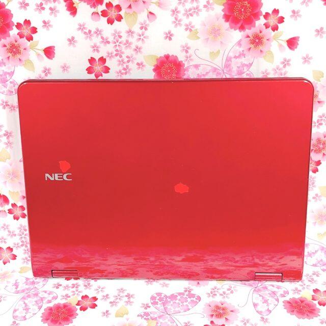 NEC(エヌイーシー)のノートパソコン本体♪ルビーレッド♪マウス付♪初心者も安心♪Windows10 スマホ/家電/カメラのPC/タブレット(ノートPC)の商品写真