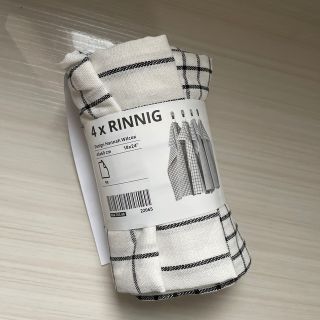 イケア(IKEA)のRINNIG リンニング　キッチンクロス, ホワイト/ダークグレー/４枚セット(日用品/生活雑貨)