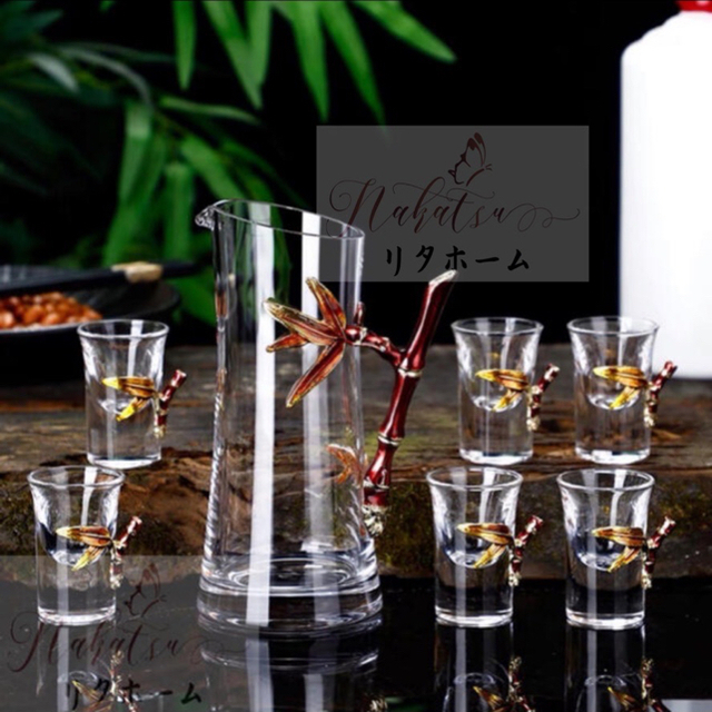 日本酒のグラス 冷酒器 冷酒グラス グラスセット ショットグラス ワイン グラス直径27cm高さ55cm容量