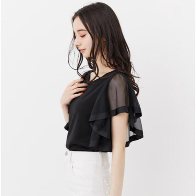 rienda(リエンダ)のリエンダ♡袖チュールカットTOP♡今期♡完売品♡ レディースのトップス(カットソー(半袖/袖なし))の商品写真