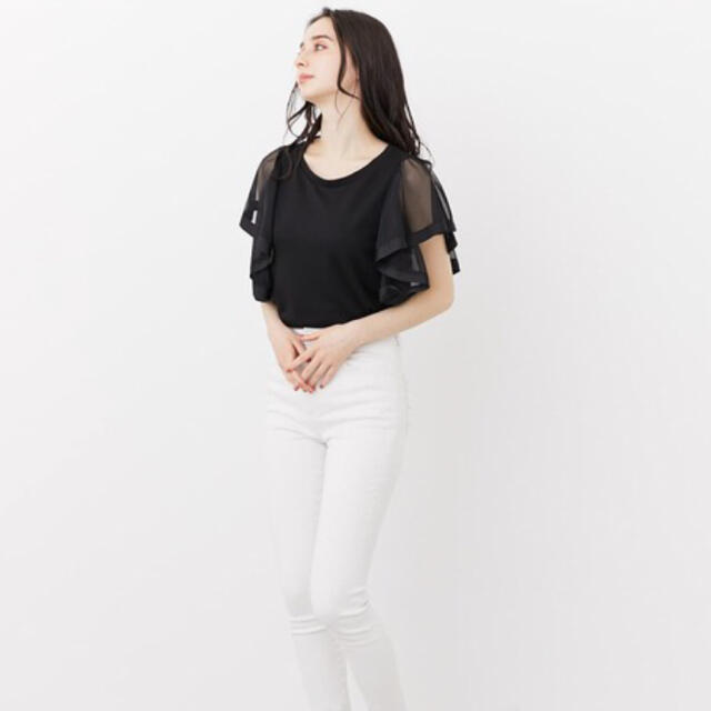 rienda(リエンダ)のリエンダ♡袖チュールカットTOP♡今期♡完売品♡ レディースのトップス(カットソー(半袖/袖なし))の商品写真