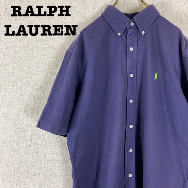 Ralph Lauren(ラルフローレン)の90s ラルフローレン BDシャツ 半袖ワンポイント 刺繍ロゴ ネイビー メンズのトップス(シャツ)の商品写真