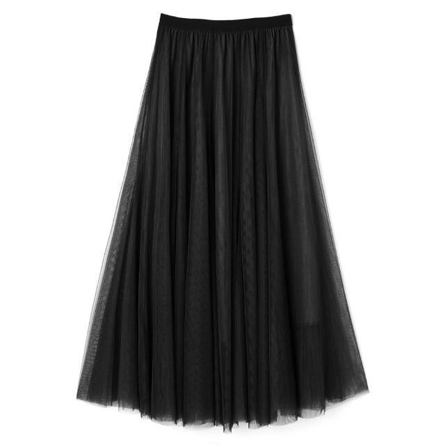 GRL(グレイル)の☆送料無料☆今田美桜さん着用 ボリュームチュールロングスカート ブラック レディースのスカート(ロングスカート)の商品写真