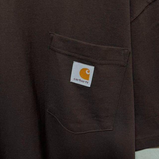 carhartt(カーハート)の古着美品ゆるだぼカーハートワンポイントTシャツ焦茶ダークブラウン2XL相当 メンズのトップス(Tシャツ/カットソー(半袖/袖なし))の商品写真