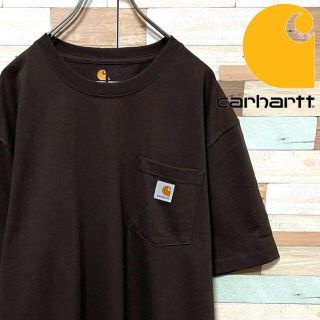 カーハート(carhartt)の古着美品ゆるだぼカーハートワンポイントTシャツ焦茶ダークブラウン2XL相当(Tシャツ/カットソー(半袖/袖なし))