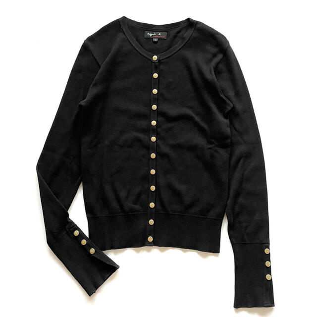 agnes b. - T77美品 アニエスベー 定番 コットンニットカーディガン 金ボタン ブラック