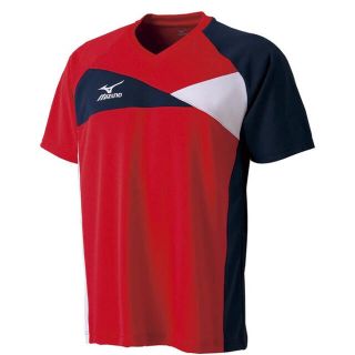 ミズノ(MIZUNO)の卓球 ミズノ ユニフォーム XLサイズ チャイニーズレッド×ドレスネイビー(卓球)