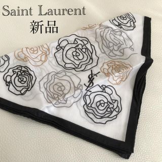 サンローラン(Saint Laurent)の＊新品　イヴ・サンローラン　大判ハンカチ　スカーフ　膝掛け　リボン　匿名配送＊(ハンカチ)