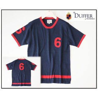 ザダファーオブセントジョージ(The DUFFER of ST.GEORGE)の新品【ダファーオブセントジョージ】ナンバリング「６」半袖ニットソー 紺 S(Tシャツ/カットソー(半袖/袖なし))