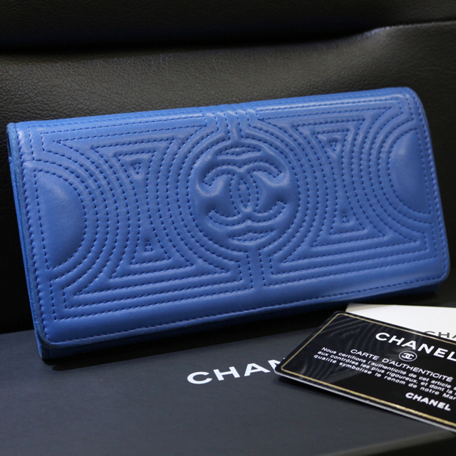 希少！CHANEL☆ココマークステッチ長財布/ブルー系 【GINGER掲載商品 ...