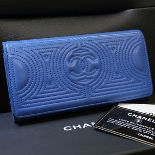 シャネル(CHANEL)の！希少！CHANEL☆ココマークステッチ長財布/ブルー系(財布)