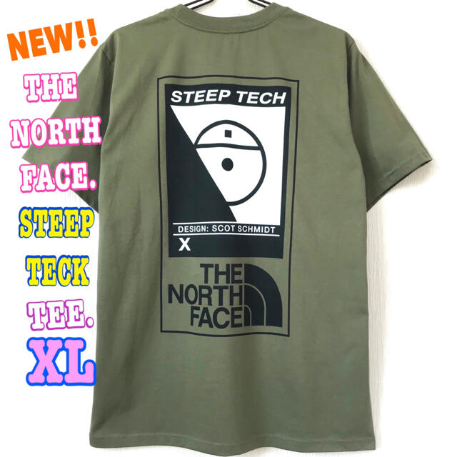 THE NORTH FACE(ザノースフェイス)の厚生地 ♪ 新品 ノースフェイス STEEP TECK Tシャツ オリーブ XL メンズのトップス(Tシャツ/カットソー(半袖/袖なし))の商品写真