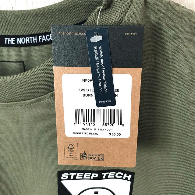 THE NORTH FACE(ザノースフェイス)の厚生地 ♪ 新品 ノースフェイス STEEP TECK Tシャツ オリーブ XL メンズのトップス(Tシャツ/カットソー(半袖/袖なし))の商品写真