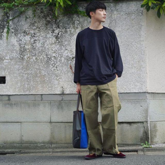 23ss COMOLI フットボールTシャツ FADE BLACK-