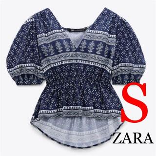 ザラ(ZARA)の7 ZARA ザラ 新品 プリント入りトップス　S(シャツ/ブラウス(半袖/袖なし))