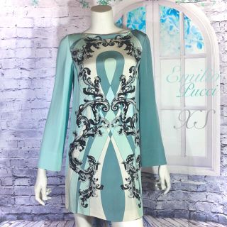 エミリオプッチ(EMILIO PUCCI)のEMILIO PUCCI エミリオプッチ エメラルドグリーンチュニックワンピース(ひざ丈ワンピース)