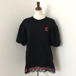 コムデギャルソン(COMME des GARCONS)のシモーネ ロシャ　オーバーサイズ・チュール・パフスリーブ・刺繍・Tシャツ(Tシャツ(半袖/袖なし))