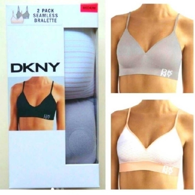 DKNY(ダナキャランニューヨーク)の処分品ラスト2個　DKNY シームレスブラジャー ２枚 Mサイズ ピンク　グレー レディースの下着/アンダーウェア(ブラ)の商品写真