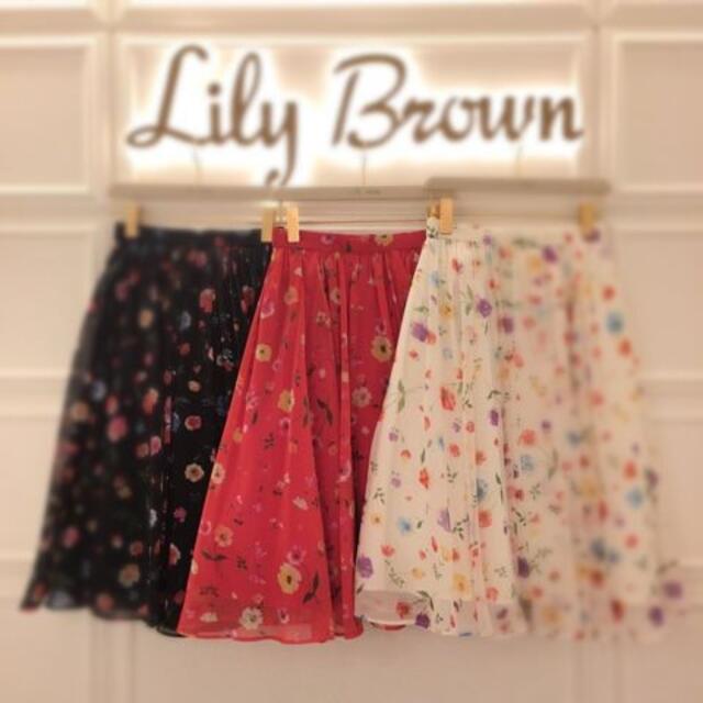 【Lily Brown】 ぼかし花柄シフォンスカート 4