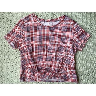 エイチアンドエム(H&M)のH&M チェック柄 トップス UK Sサイズ(Tシャツ(半袖/袖なし))