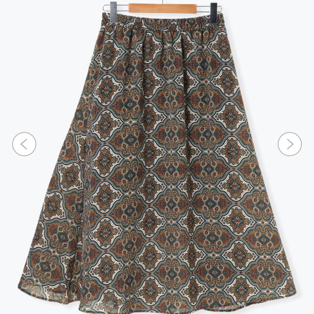 ダマスク柄ミックスギャザースカート レディースのスカート(ロングスカート)の商品写真