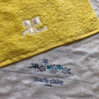 クレージュ(Courreges)のハンドタオル　未使用　クレージュ　マリークレール　黄色　水色セット(タオル/バス用品)