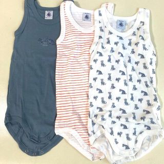 プチバトー(PETIT BATEAU)のプチバトー  ノースリーブロンパース＋グリーンパンツ　男の子　18m 81cm(ロンパース)