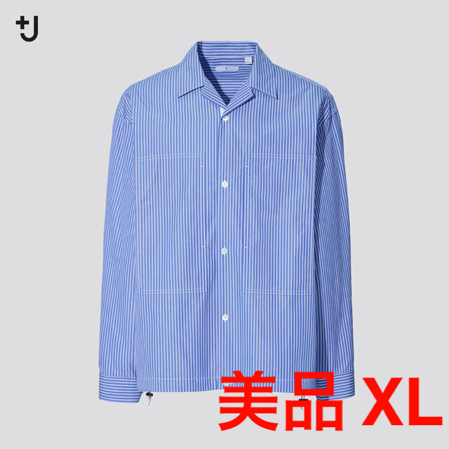 UNIQLO(ユニクロ)の【美品】+J スーピマコットンオーバーサイズシャツブルゾン XL ストライプ メンズのトップス(シャツ)の商品写真
