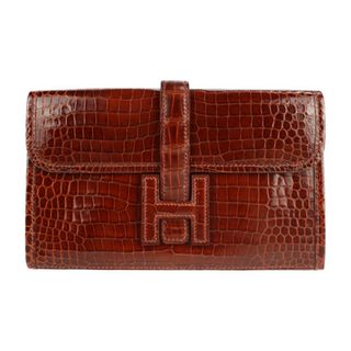 エルメス(Hermes)のHERMES エルメス  ジジェ ミニ クラッチバッグ  ポロサス   ミール/ミエル ブラウン系   Hロゴ クロコダイル □I 刻印 【本物保証】(クラッチバッグ)