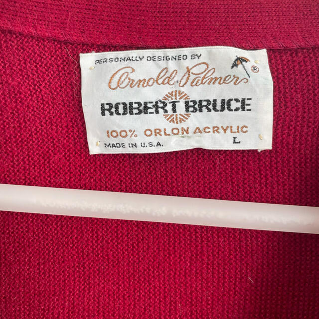 robert bruce カーディガン　オリジナルアクリル　L 赤　レッド　 メンズのトップス(カーディガン)の商品写真