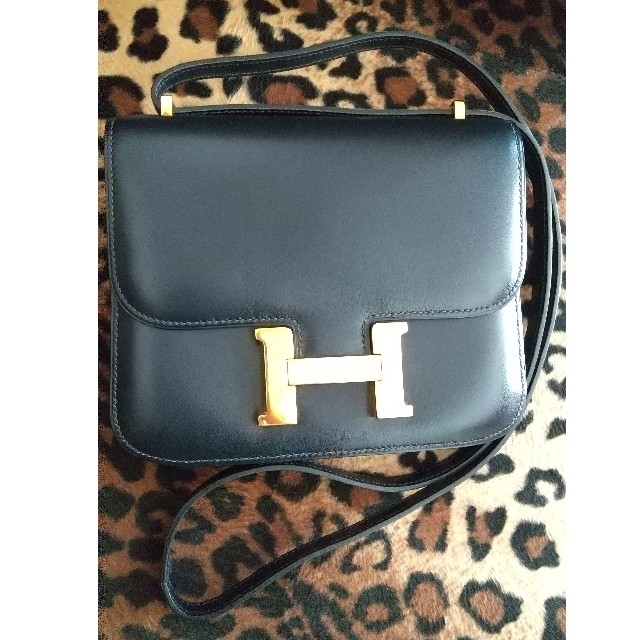 第一ネット Hermes - HERM ミニコンスタンス 18 ネイビー ボックスカーフ U刻印 エルメス ショルダーバッグ