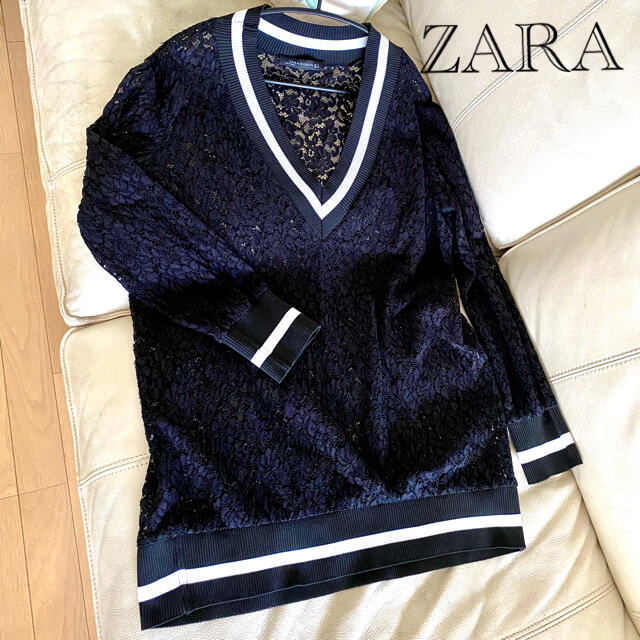 zara オーバーサイズ Vネック ニット チルデンニット Vネック